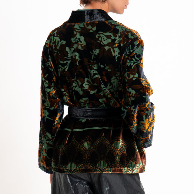 Wu'side-Kimono corto devoré - bronzo/nero