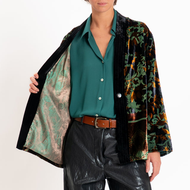 Wu'side-Kimono corto devoré - bronzo/nero