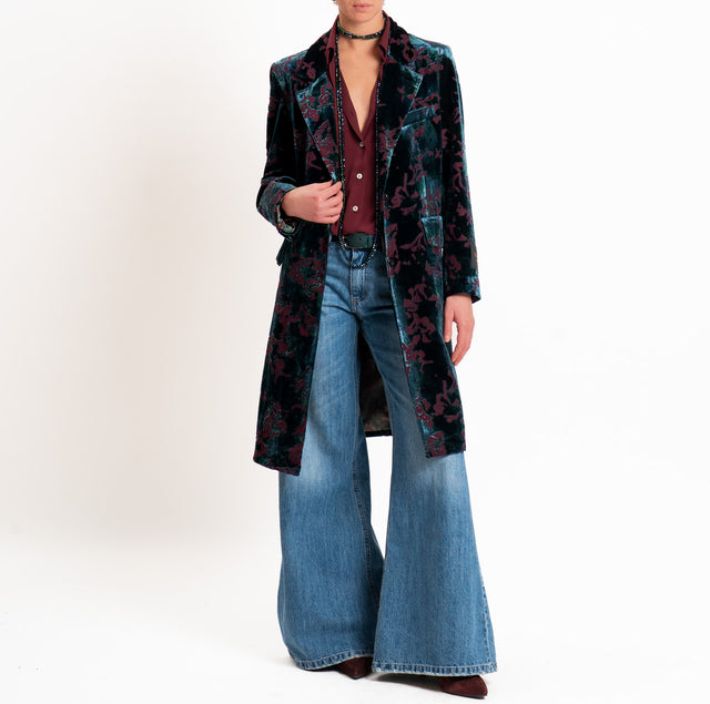 Wu'side-Cappotto devoré spacco dietro - bordeaux/verde