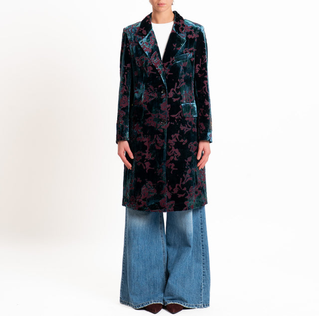 Wu'side-Cappotto devoré spacco dietro - bordeaux/verde