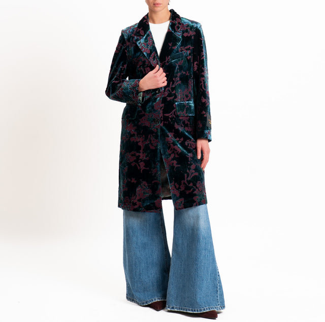Wu'side-Cappotto devoré spacco dietro - bordeaux/verde