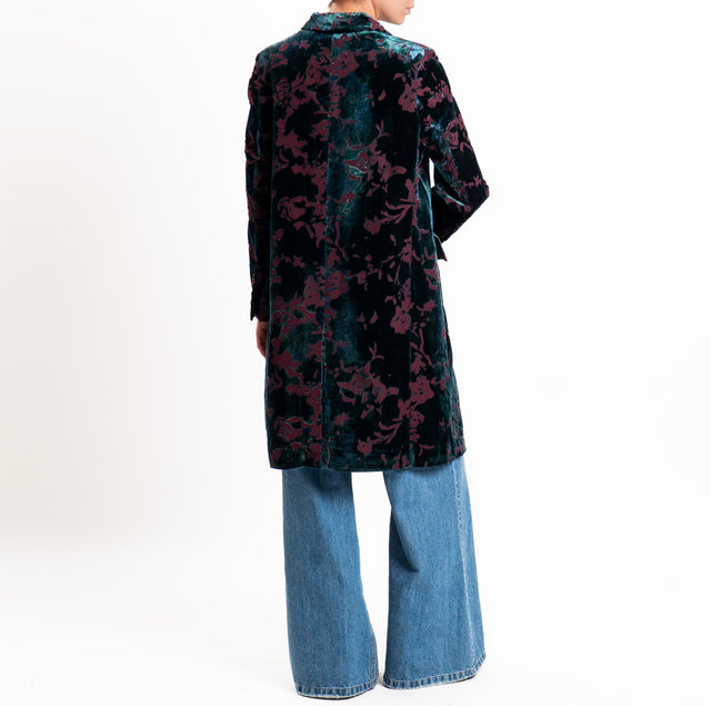 Wu'side-Cappotto devoré spacco dietro - bordeaux/verde