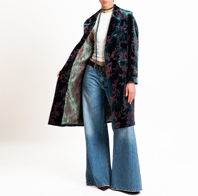 Wu'side-Cappotto devoré spacco dietro - bordeaux/verde