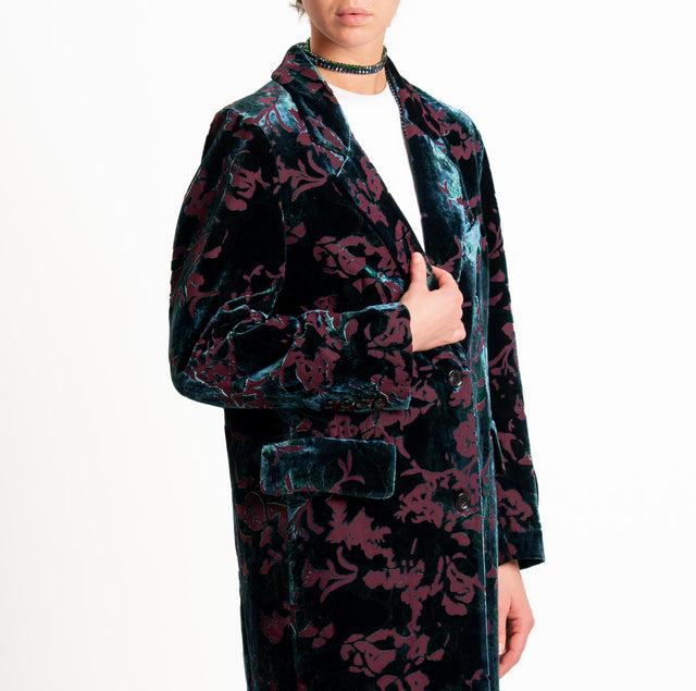 Wu'side-Cappotto devoré spacco dietro - bordeaux/verde