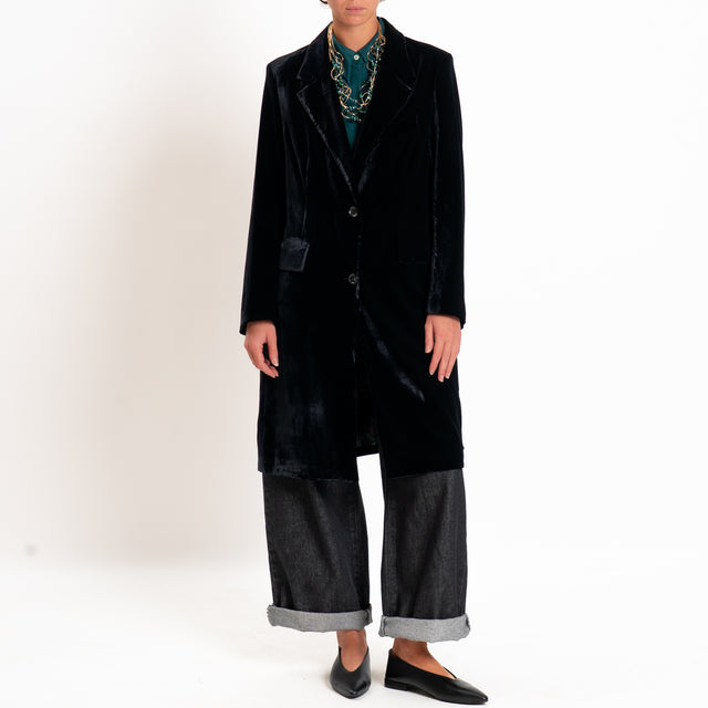 Wu'side-Cappotto velluto ciniglia - nero