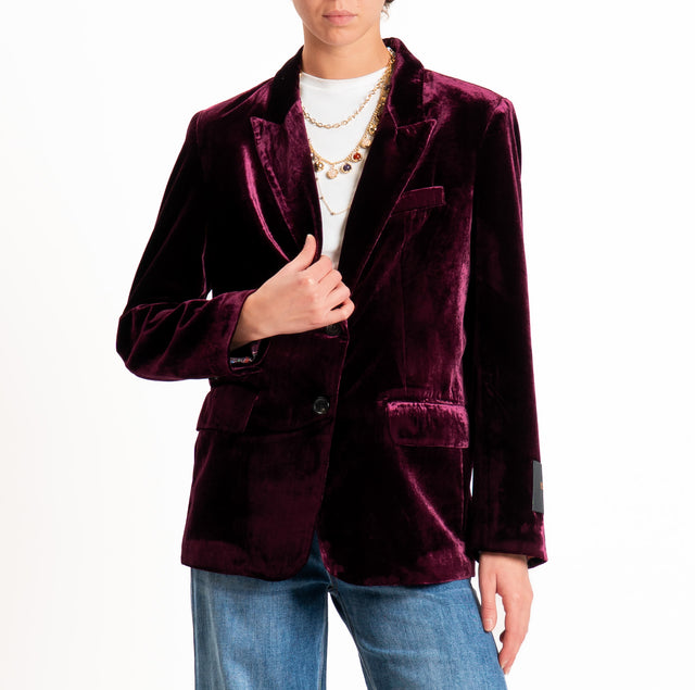 Wu'side-Giacca due bottoni velluto ciniglia - bordeaux