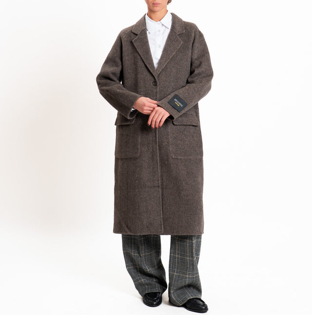 Wu'side-Cappotto DOUBLE FACE misto lana - marrone