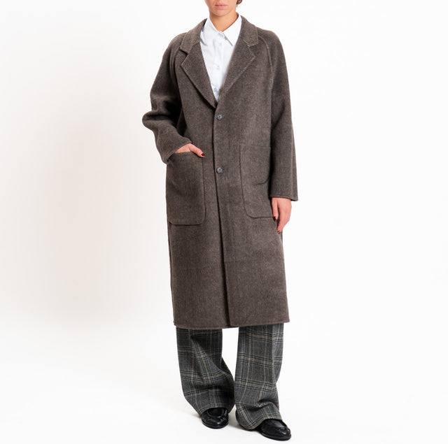 Wu'side-Cappotto DOUBLE FACE misto lana - marrone