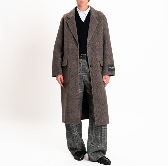 Wu'side-Cappotto DOUBLE FACE misto lana - marrone