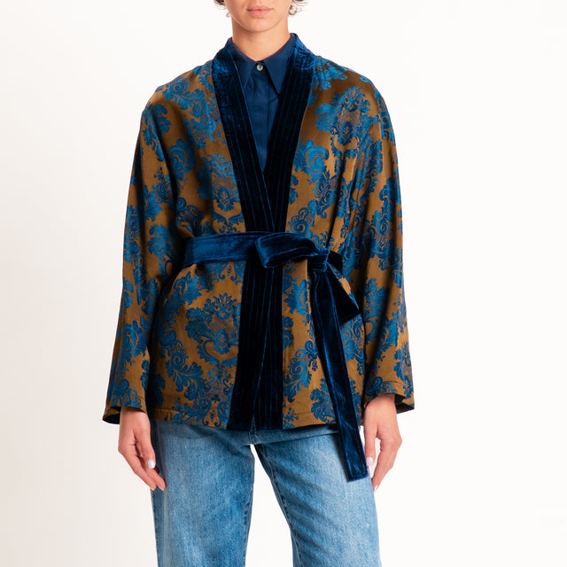 Wu'side-Kimono corto damascato - moro/blu