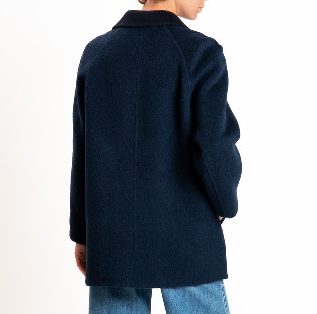 Wu'side-Cappotto DOUBLE FACE 100% lana - blu/blu