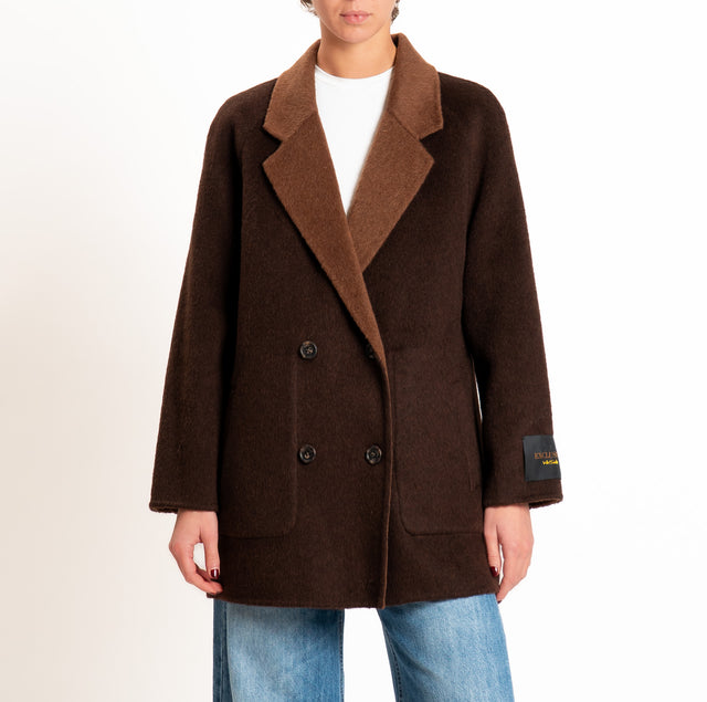 Wu'side-Cappotto DOUBLE FACE 100% lana - moro/choco