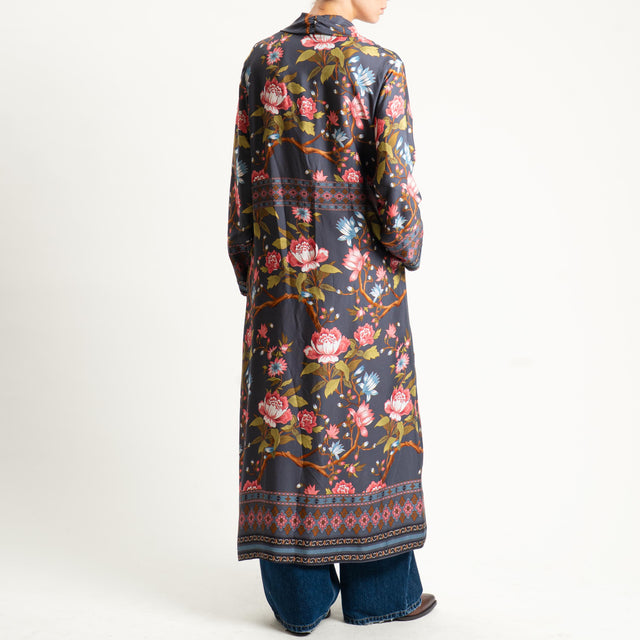 Wu'side-Kimono fantasia floreale - floreale grigio/rosa/olio