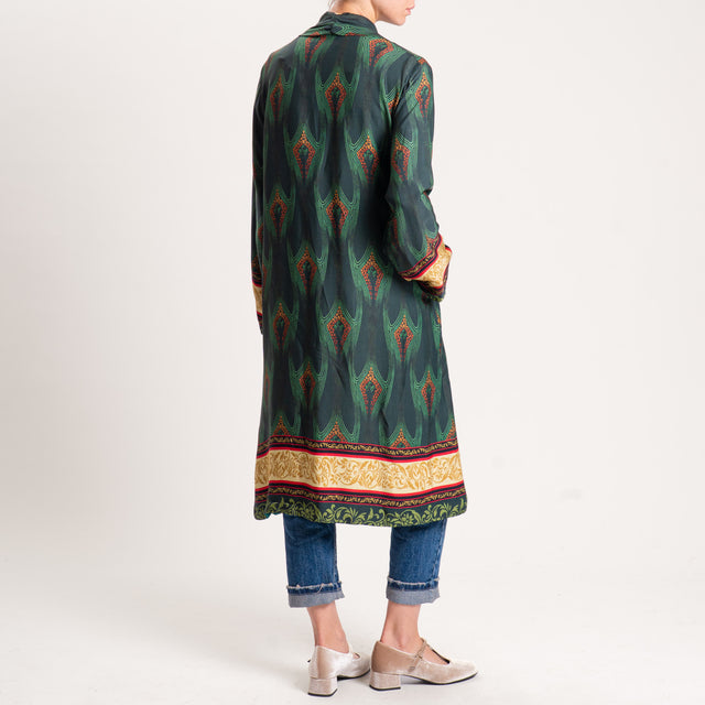 Wu'side-Kimono fantasia con tasche - verde/arancio/sand