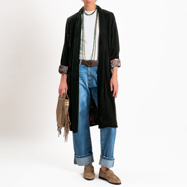 Wu'side-Kimono velluto fodera fantasia - militare
