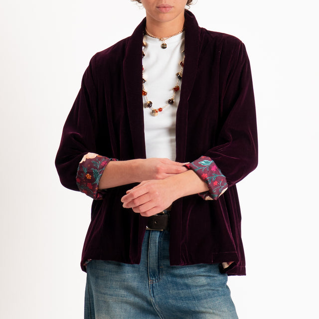 Wu'side-Kimono corto velluto ciniglia - Bordeaux