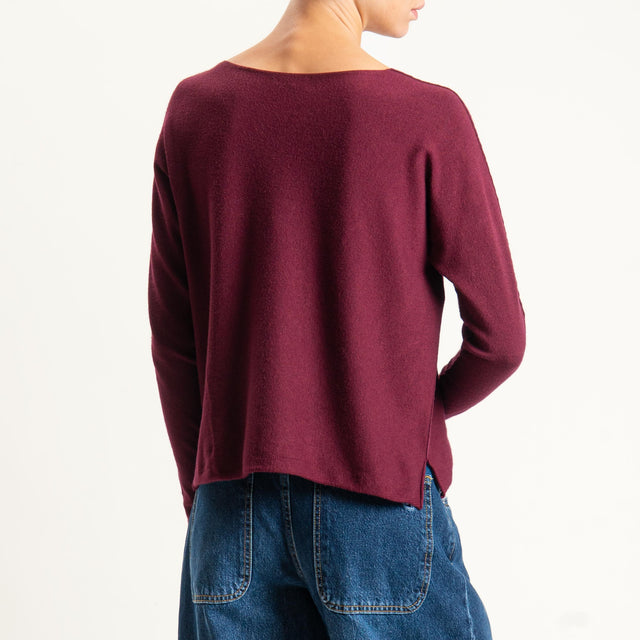 Zeroassoluto-Maglia scollo v con spacchi - Bordeaux