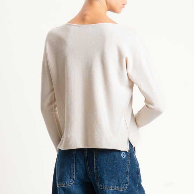 Zeroassoluto-Maglia scollo v con spacchi - gesso