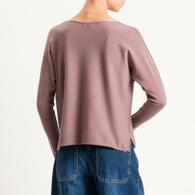 Zeroassoluto-Maglia scollo v con spacchi - mauve