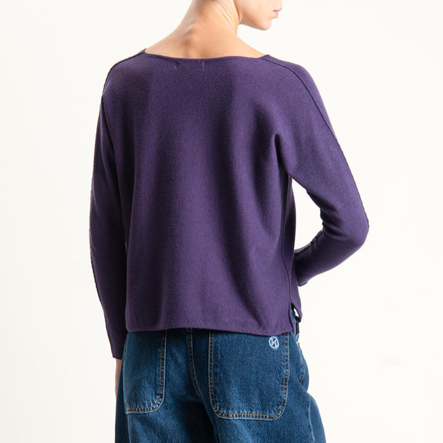 Zeroassoluto-Maglia scollo v con spacchi - uva