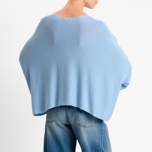 Zeroassoluto-Maglia a scatola scollo barca manica pipistrello - sky