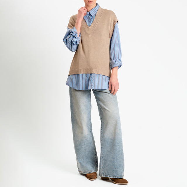 Zeroassoluto-Gilet scollo v - beige