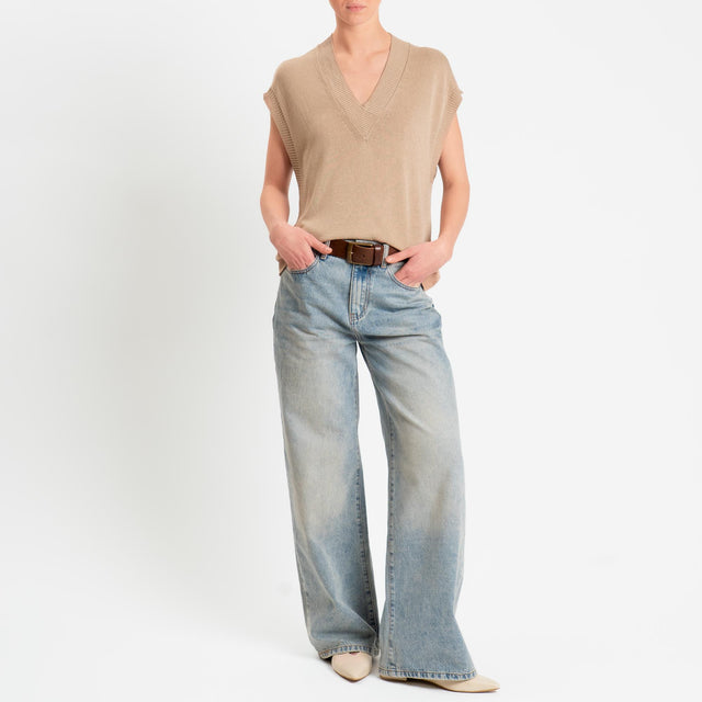 Zeroassoluto-Gilet scollo v - beige