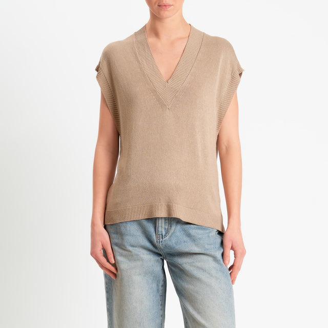 Zeroassoluto-Gilet scollo v - beige
