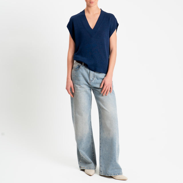 Zeroassoluto-Gilet scollo v - blu