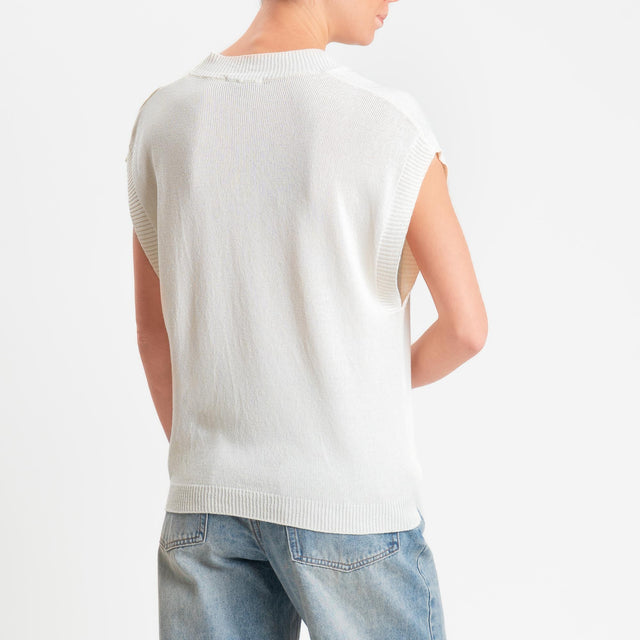 Zeroassoluto-Gilet scollo v - panna