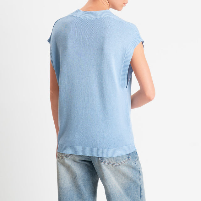 Zeroassoluto-Gilet scollo v - sky