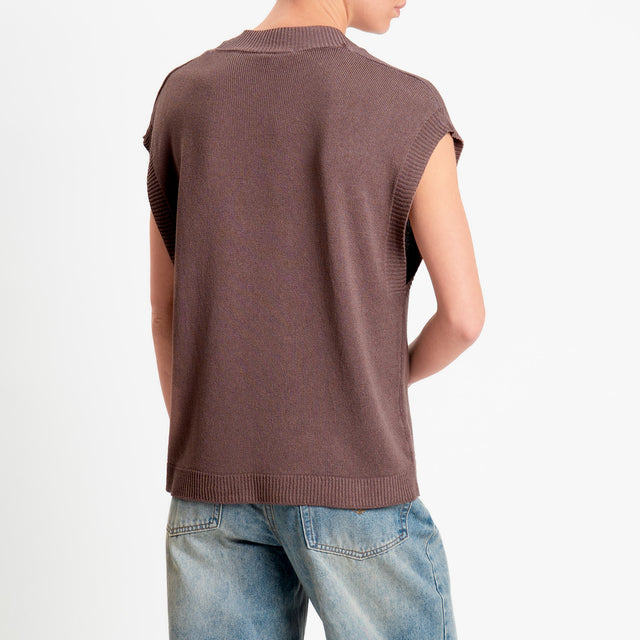 Zeroassoluto-Gilet scollo v - moka