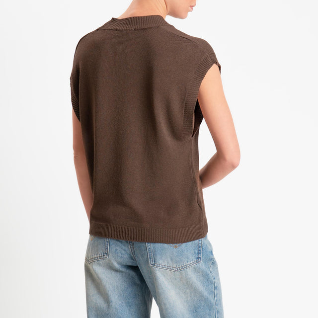 Zeroassoluto-Gilet scollo v - choco