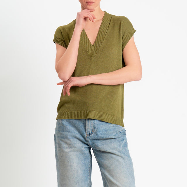 Zeroassoluto-Gilet scollo v - olio