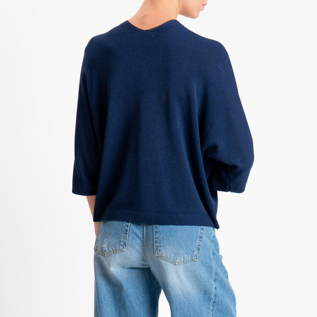 Zeroassoluto-Cardigan scollo v manica 3/4 - blu