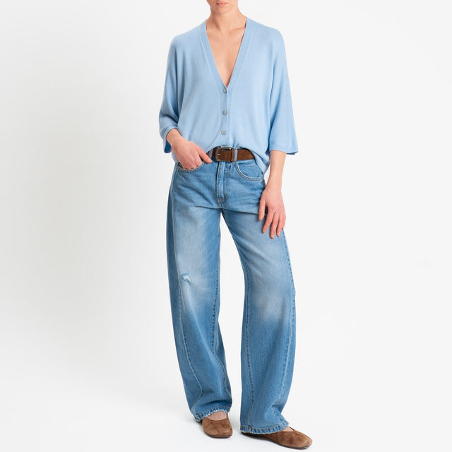 Zeroassoluto-Cardigan scollo v - sky