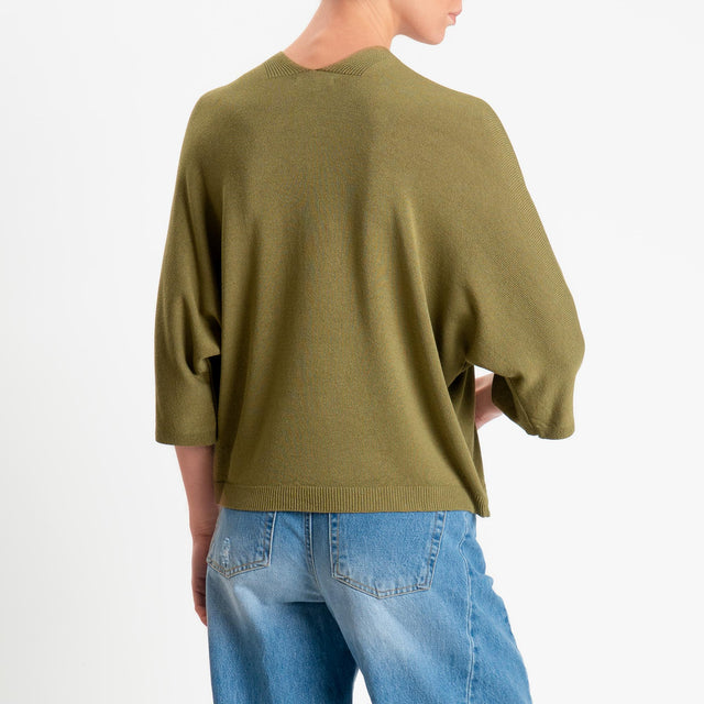Zeroassoluto-Cardigan scollo v manica 3/4 - olio