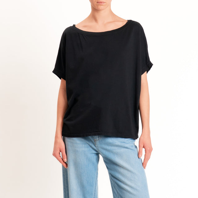Zeroassoluto-T-shirt scatola in cotone - nero
