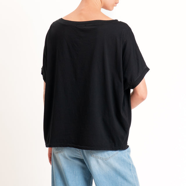 Zeroassoluto-T-shirt scatola in cotone - nero