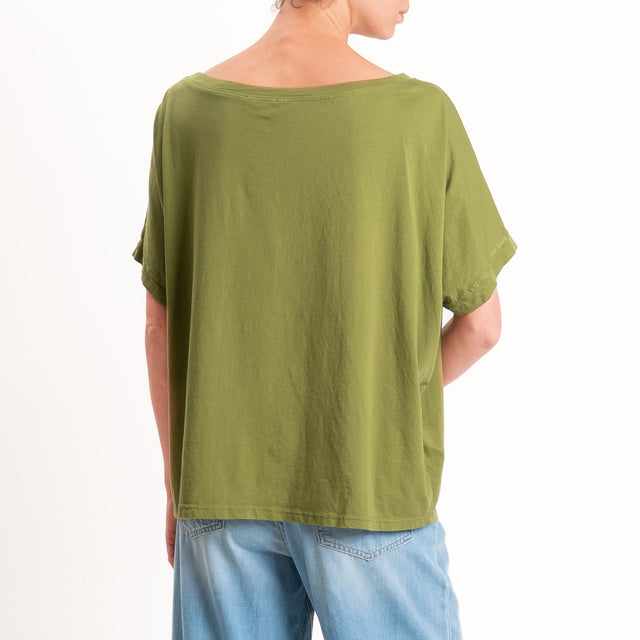 Zeroassoluto-T-shirt scatola in cotone - olive