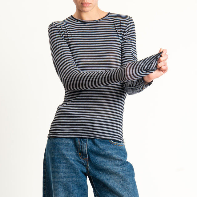 Zeroassoluto-T-shirt girocollo MISTO CASHMERE ultra light - grigio/nero