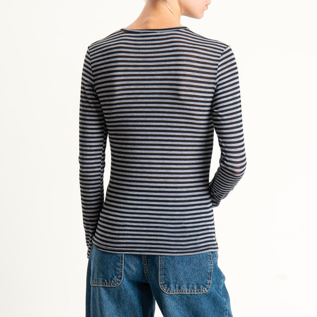 Zeroassoluto-T-shirt girocollo MISTO CASHMERE ultra light - grigio/nero