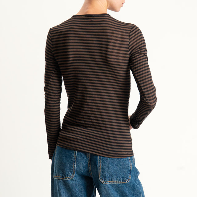 Zeroassoluto-T-shirt girocollo MISTO CASHMERE ultra light - moro/nero