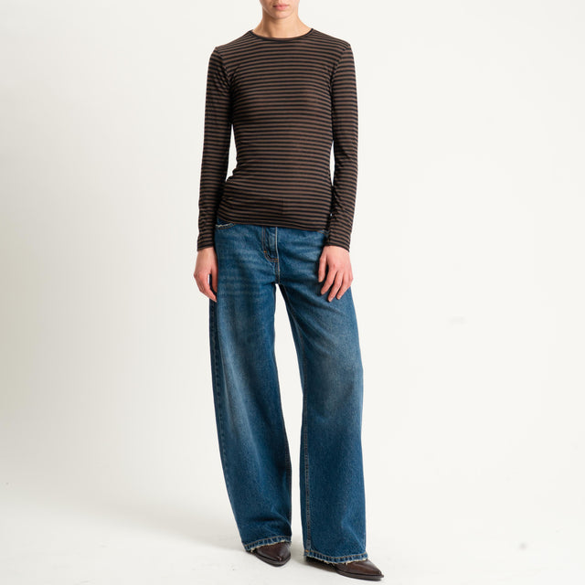 Zeroassoluto-T-shirt girocollo MISTO CASHMERE ultra light - moro/nero