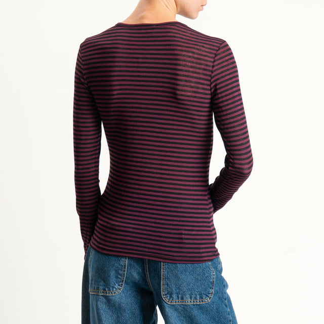 Zeroassoluto-T-shirt girocollo MISTO CASHMERE ultra light - vino/nero