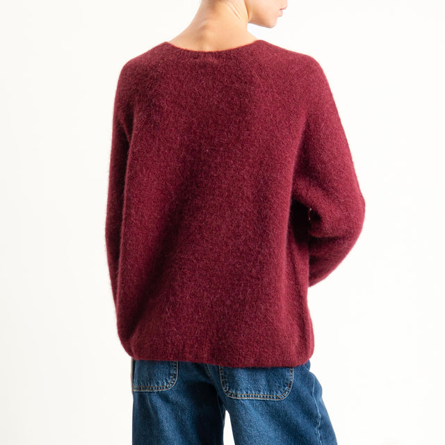 Zeroassoluto-Maglia scollo a v manica scesa BABY ALPACA SUPERFINE ELASTICIZZATA - Bordeaux