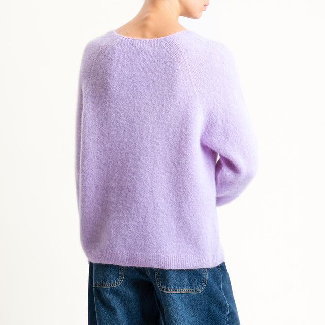 Zeroassoluto-Maglia scollo a v manica scesa BABY ALPACA SUPERFINE ELASTICIZZATA - lilla