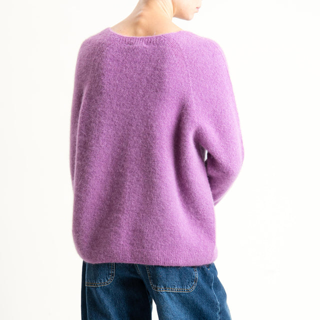 Zeroassoluto-Maglia scollo a v manica scesa BABY ALPACA SUPERFINE ELASTICIZZATA - mauve