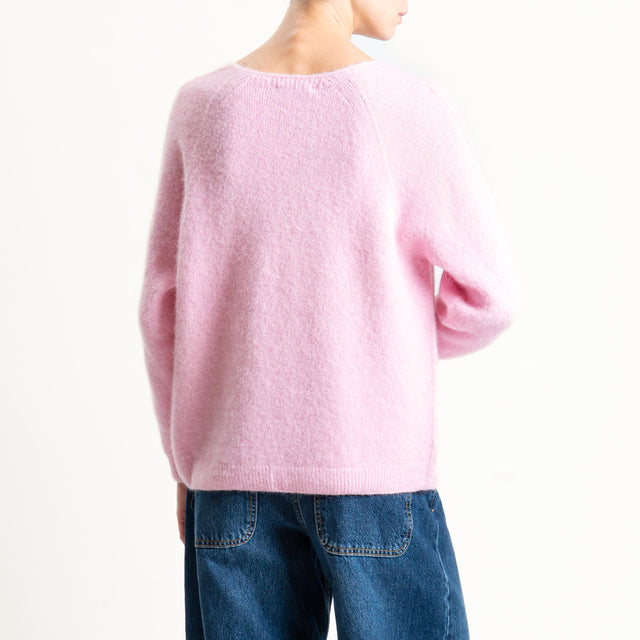 Zeroassoluto-Maglia scollo a v manica scesa BABY ALPACA SUPERFINE ELASTICIZZATA - rosa