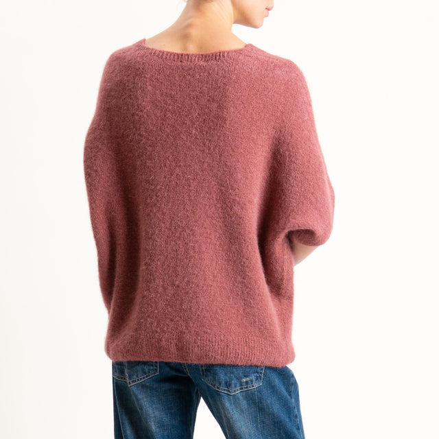 Zeroassoluto-Maglia scollo a v manica scesa BABY ALPACA SUPERFINE ELASTICIZZATA - blush